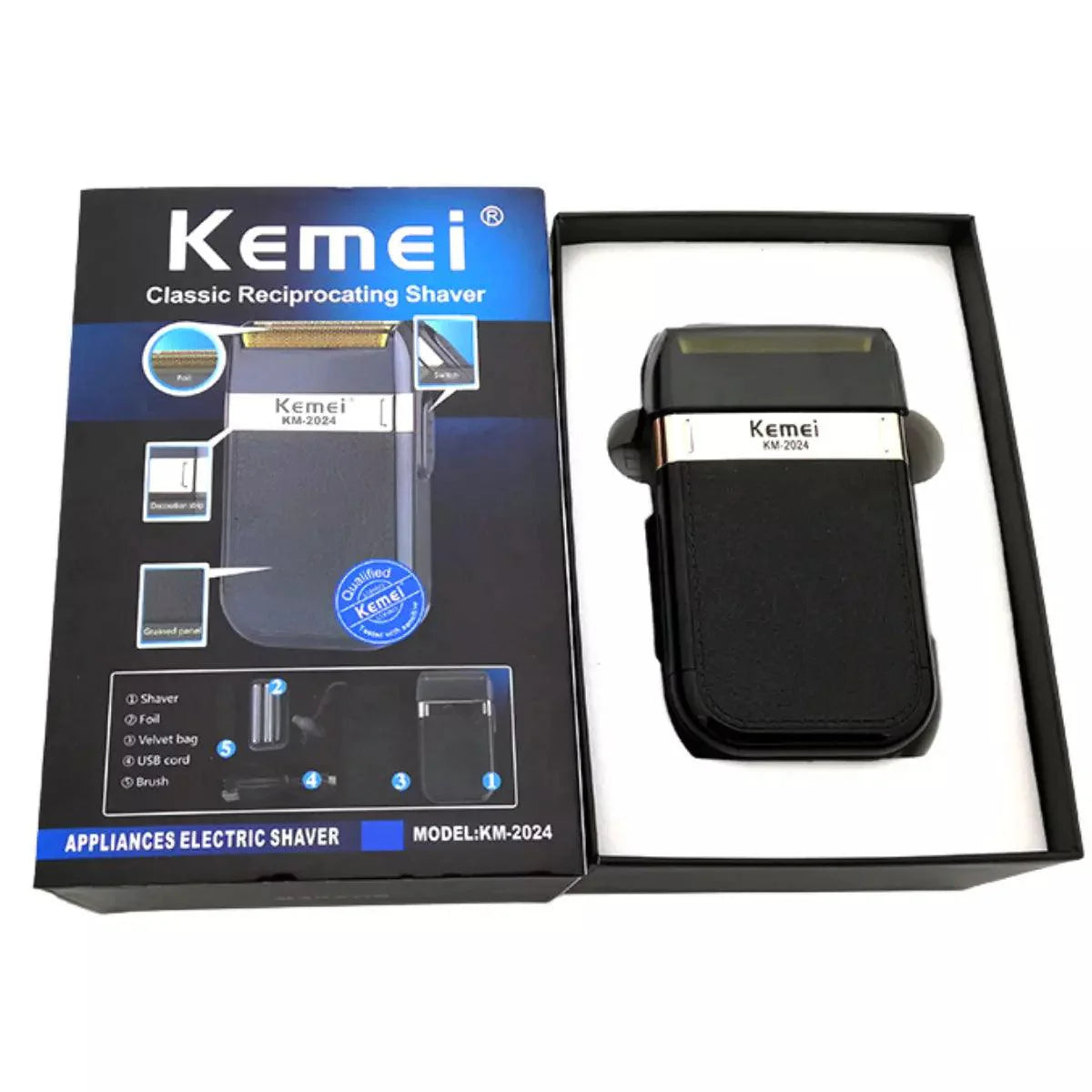 Barbeador Elétrico Compacto Profissional Km-2024 | Kemei ®