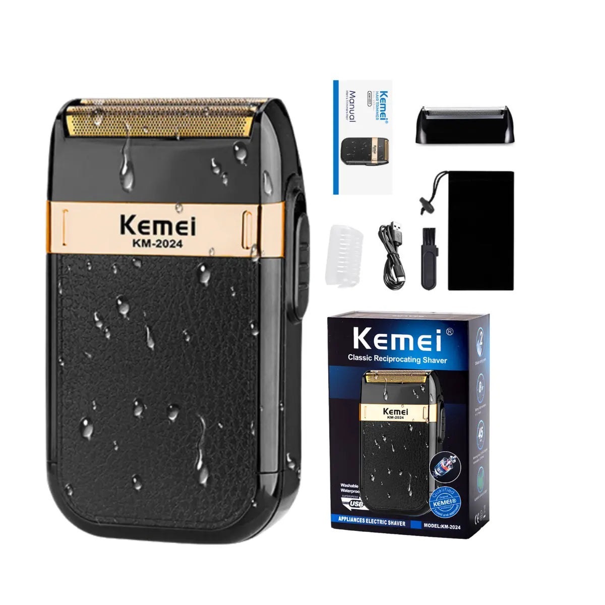 Barbeador Elétrico Compacto Profissional Km-2024 | Kemei ®