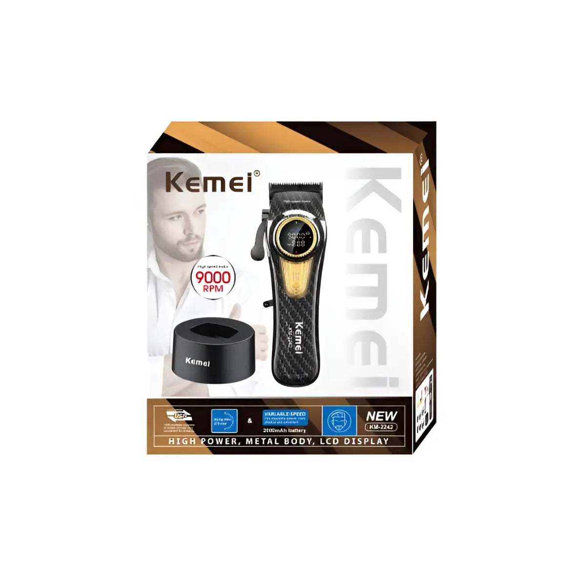 Kit Pro Máquina de Corte Km-2242 + Acabamento Km-1677 + Shaver Km-TX10 | Kemei ®