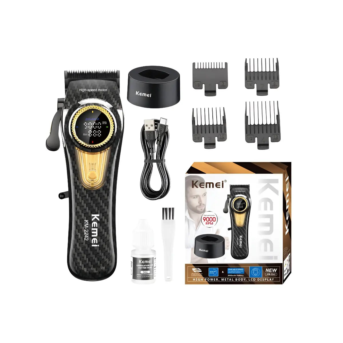 Kit Pro Máquina de Corte Km-2242 + Acabamento Km-1677 + Shaver Km-TX10 | Kemei ®