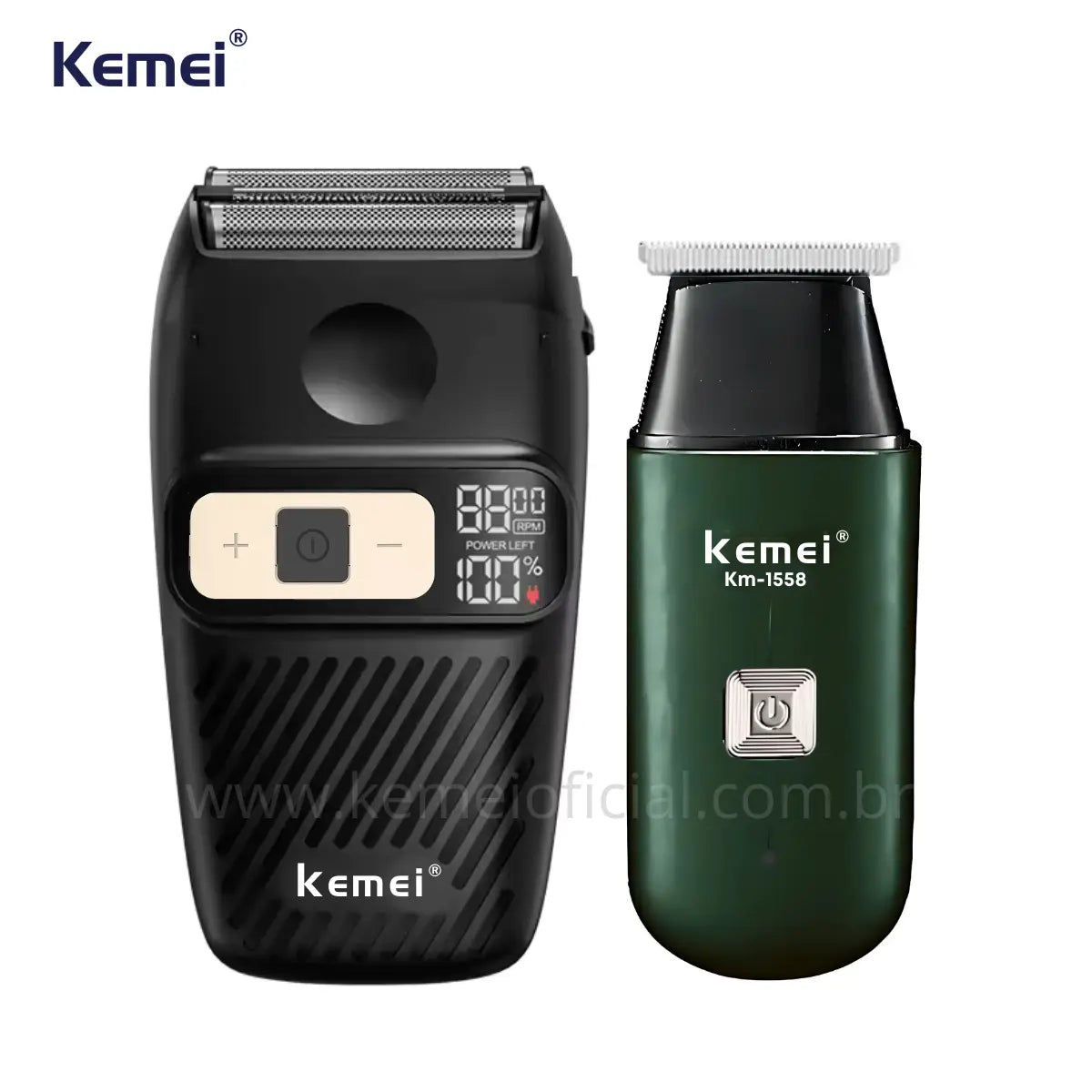 Kit 2 em 1 Aparador de Pelos + Barbeador Elétrico 3x velocidades Km-1558 | Kemei ®
