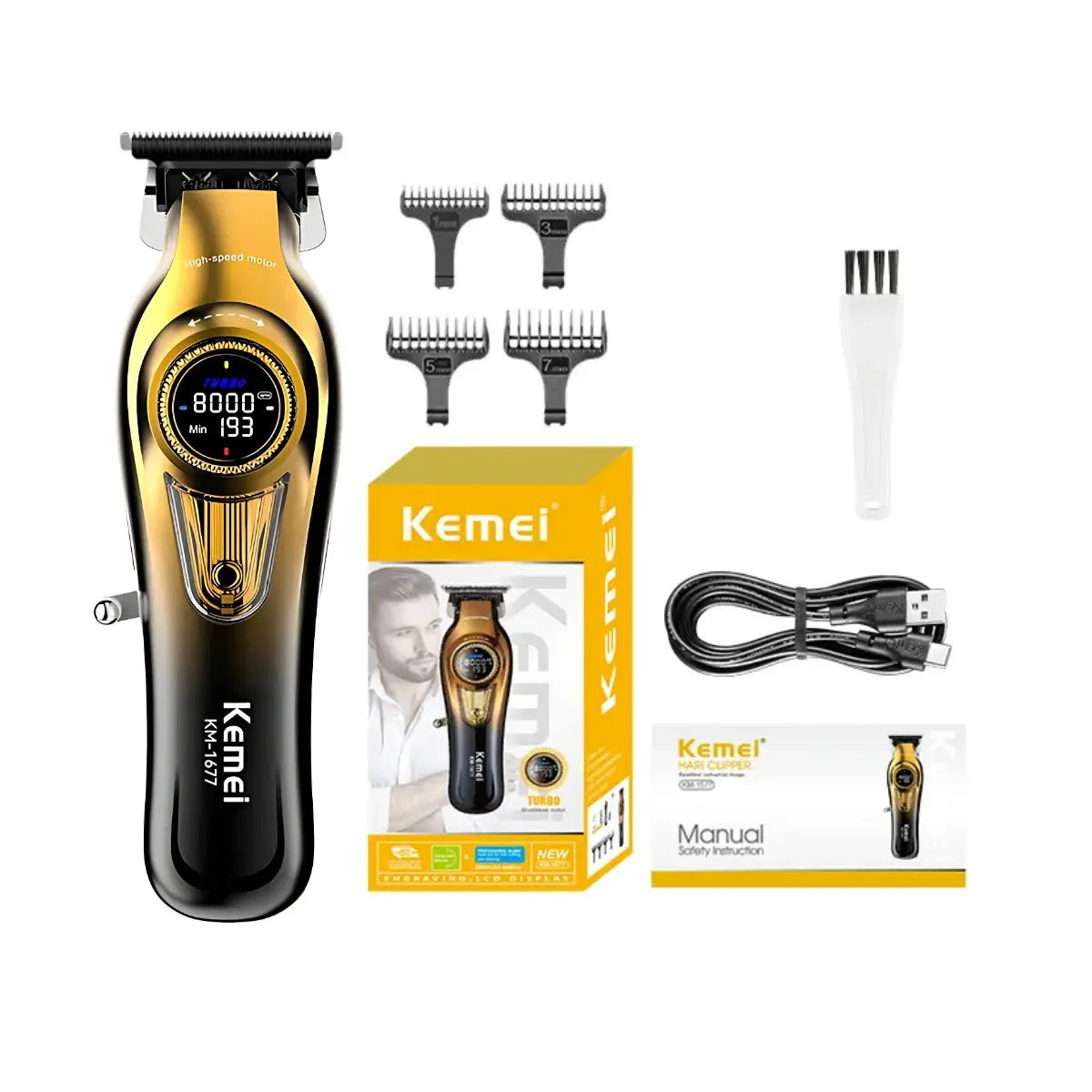 Kit Profissional Máquina de Corte Km-2242 + Acabamento Km-1677 | Kemei ®