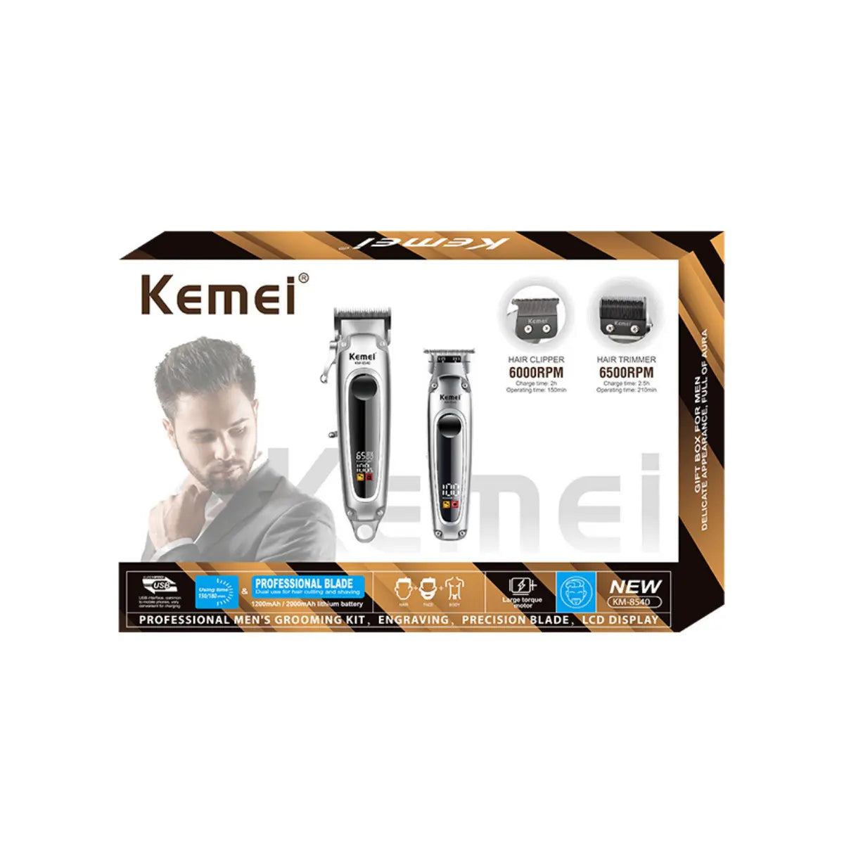 Kit Profissional Máquina de Corte + Acabamento Km-8540 | Kemei ®