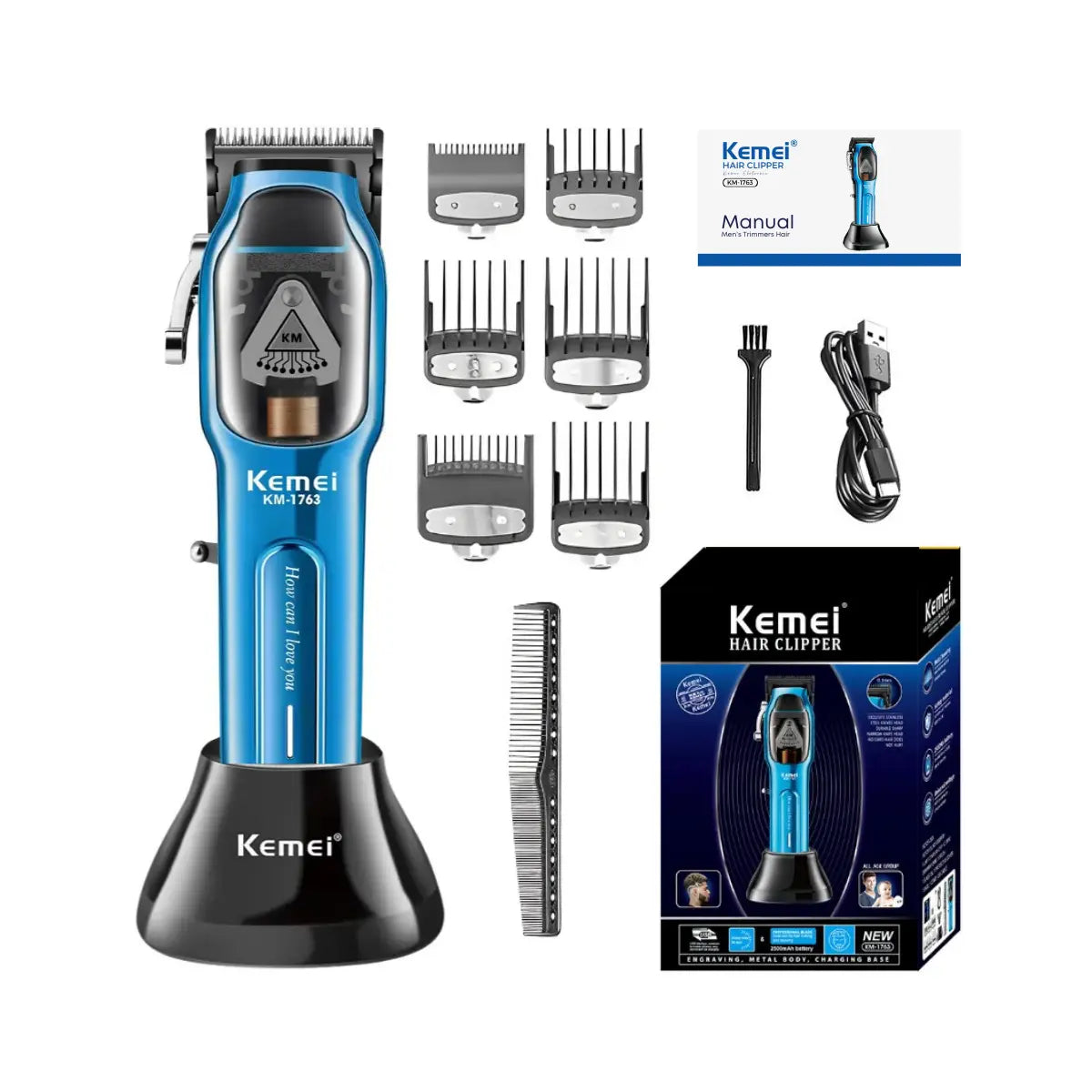 Kit Profissional Máquina de Corte Km-1763 + Acabamento Km-2299 | Kemei ®