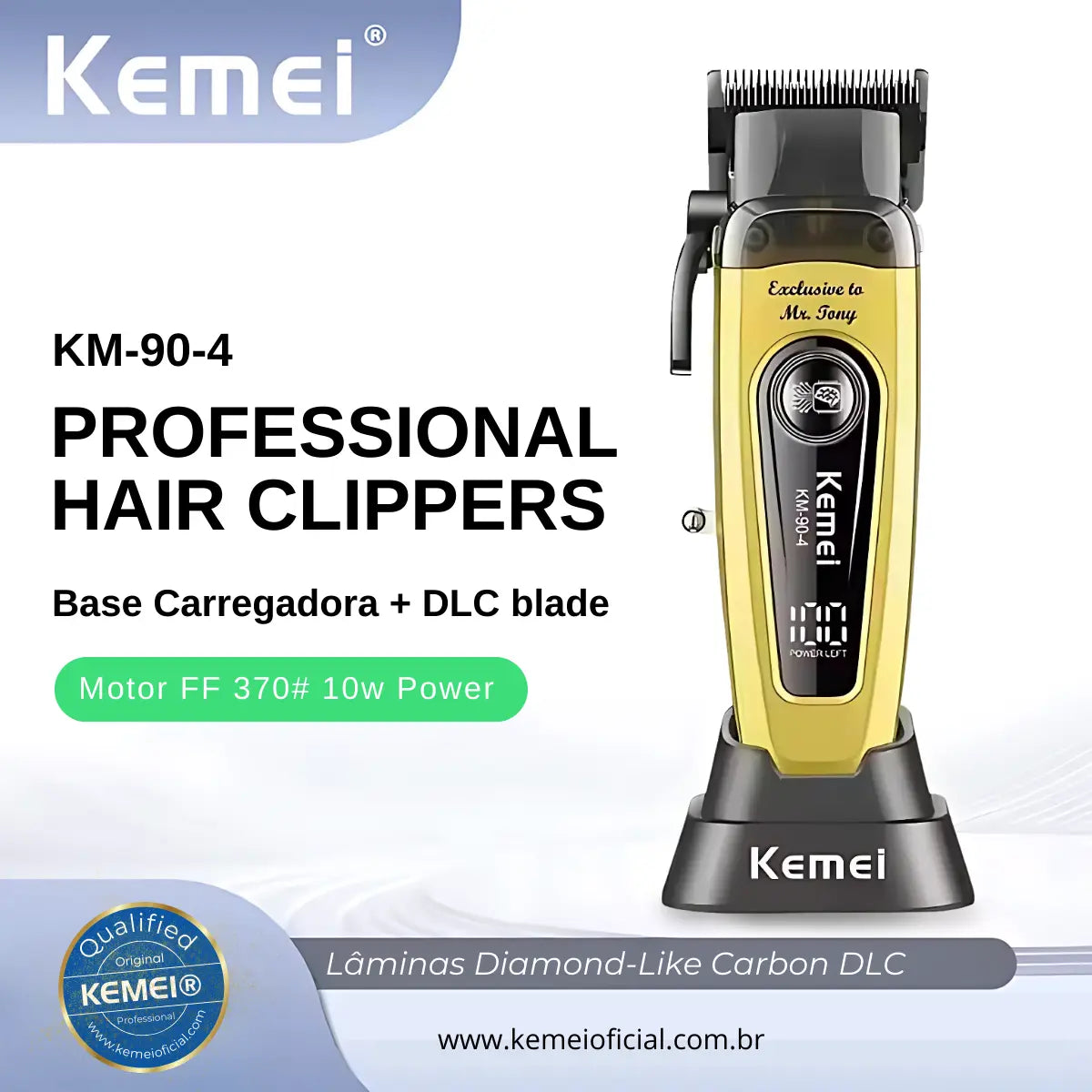 Máquina de Corte Profissional 10w +Base Carregadora Km-90-4 | Kemei ®