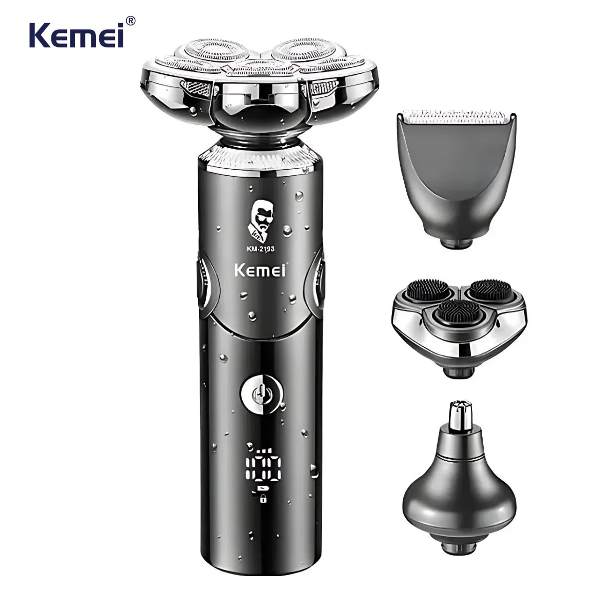 Barbeador Elétrico 4 em 1 Profissional 6x lâminas Km-2193 | Kemei ®