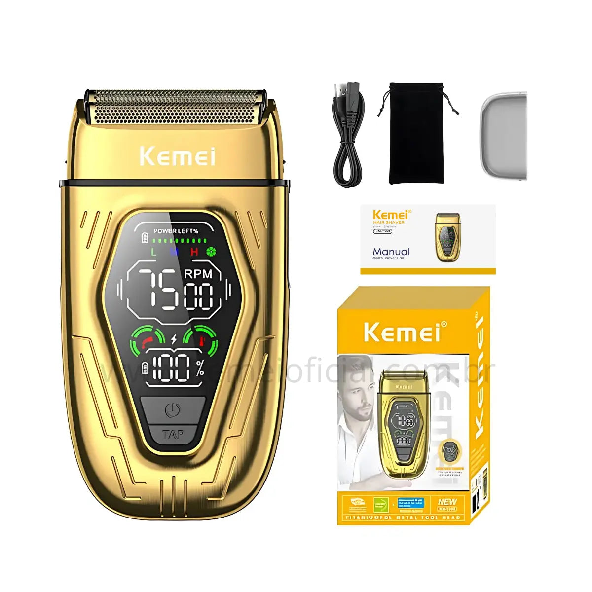 Barbeador Elétrico 3x Velocidades Km-T360 | Kemei ®