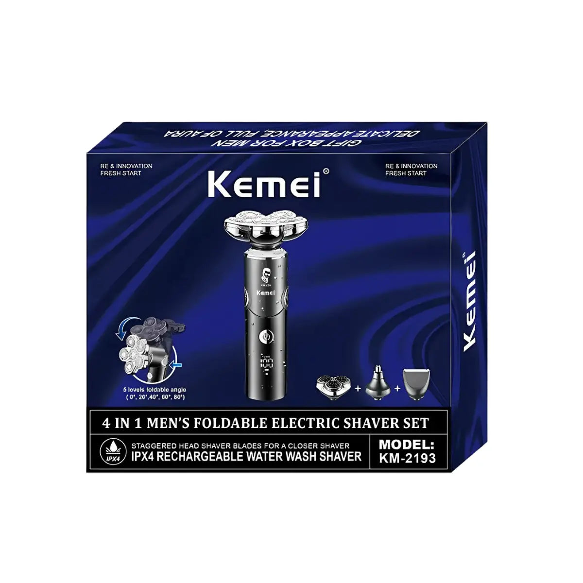 Barbeador Elétrico 4 em 1 Profissional 6x lâminas Km-2193 | Kemei ®