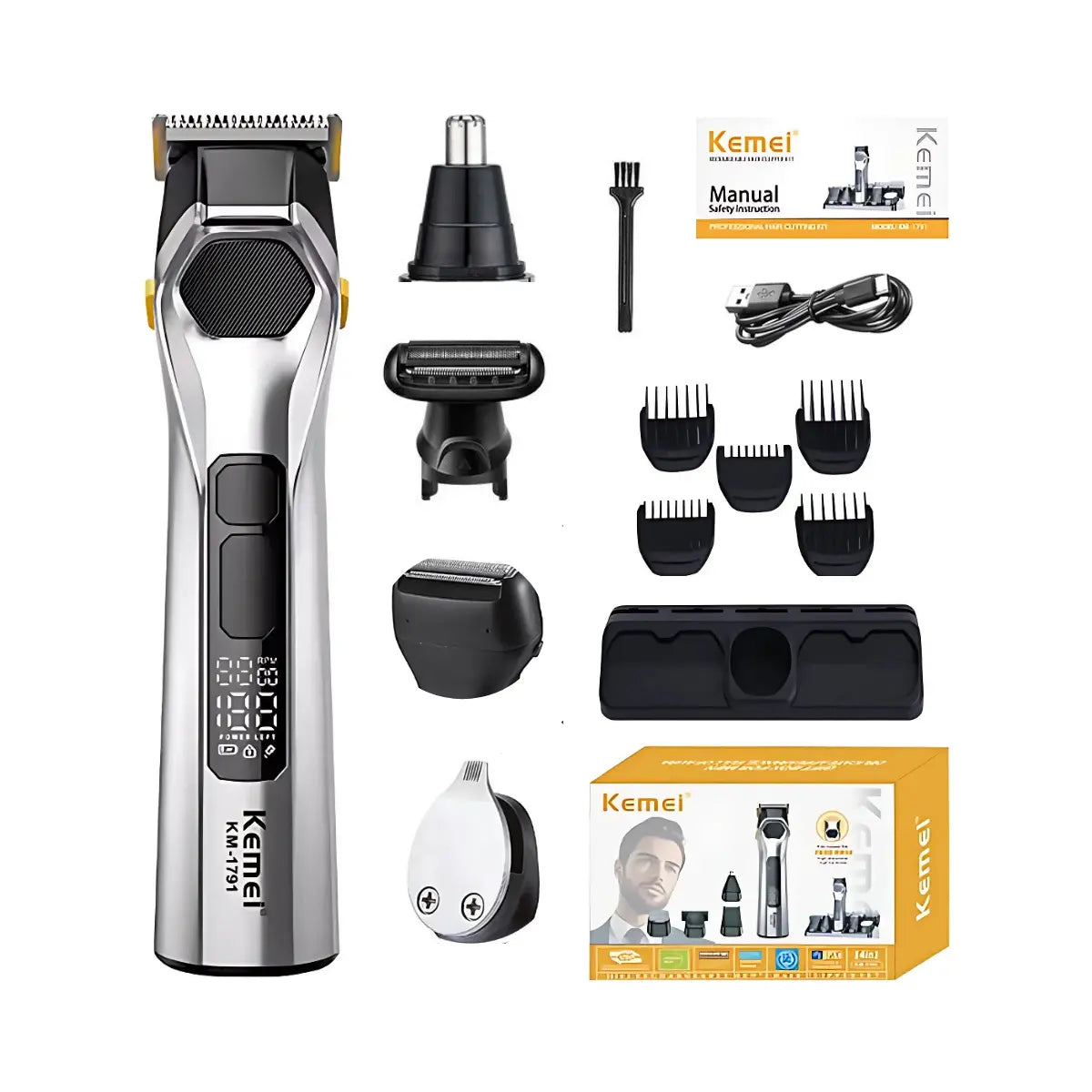 Aparador de Pelos 14 em 1 Resistente à Agua IPX6 Km-1791 | Kemei ®