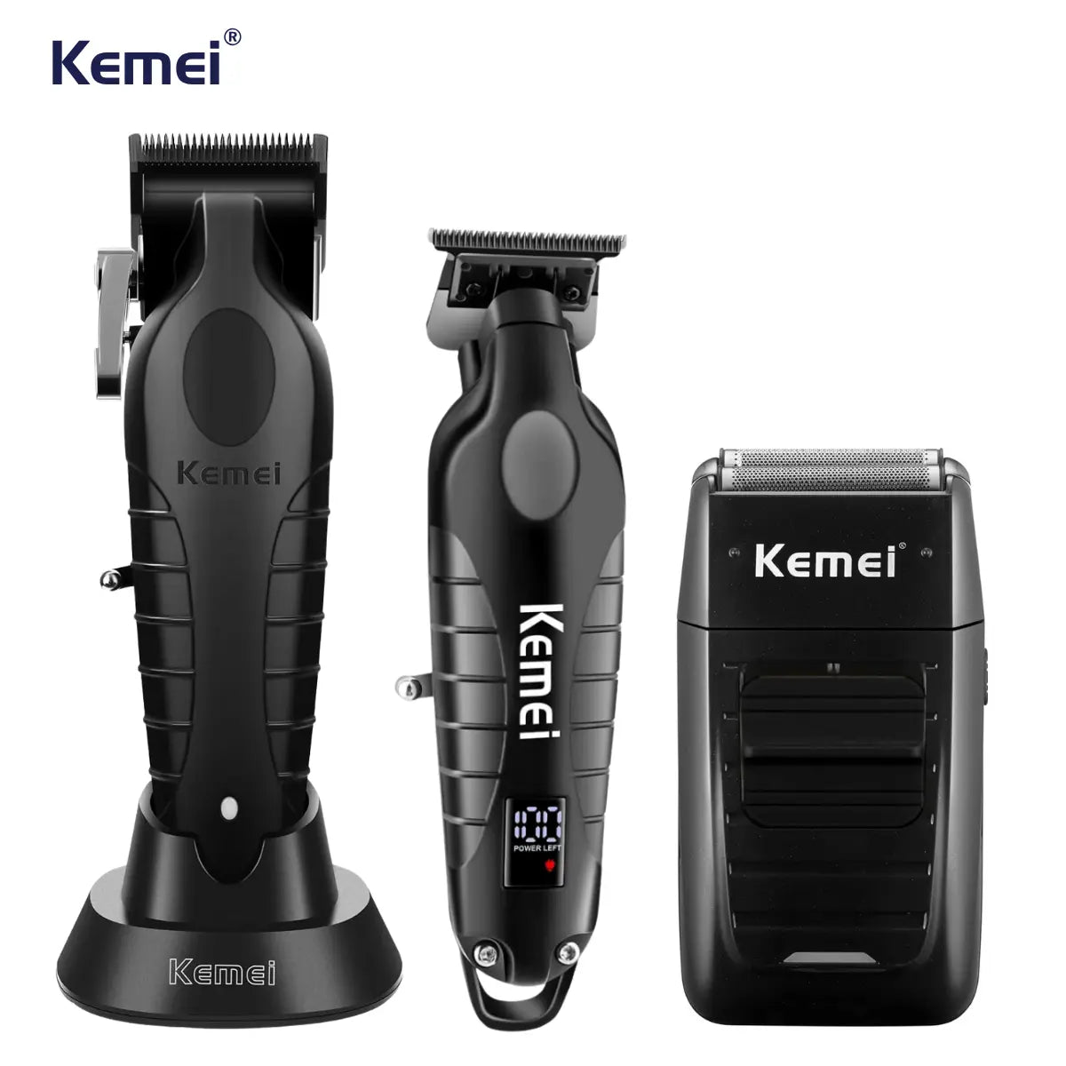 Kit Pro Máquina de Corte Km-2296 + Acabamento Km-2293 + Shaver Km-1102 | Kemei ®