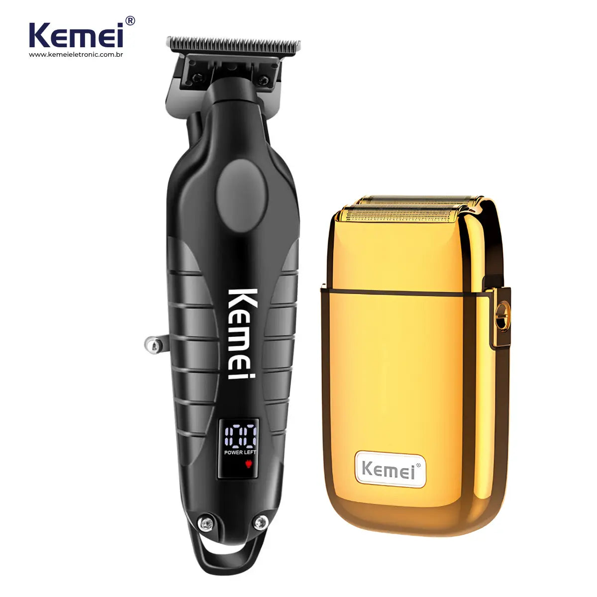 Kit Profissional Máquina de Acabamento Km-2293 + Shaver Km-TX1 | Kemei ®