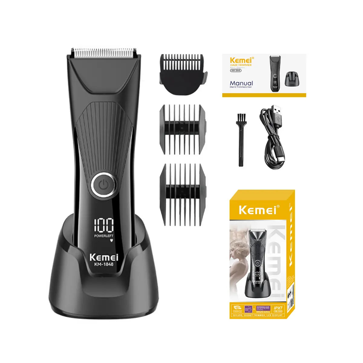 Aparador Íntimo à Prova D'agua lâminas de cerâmica + Base Km-1848 | Kemei ®