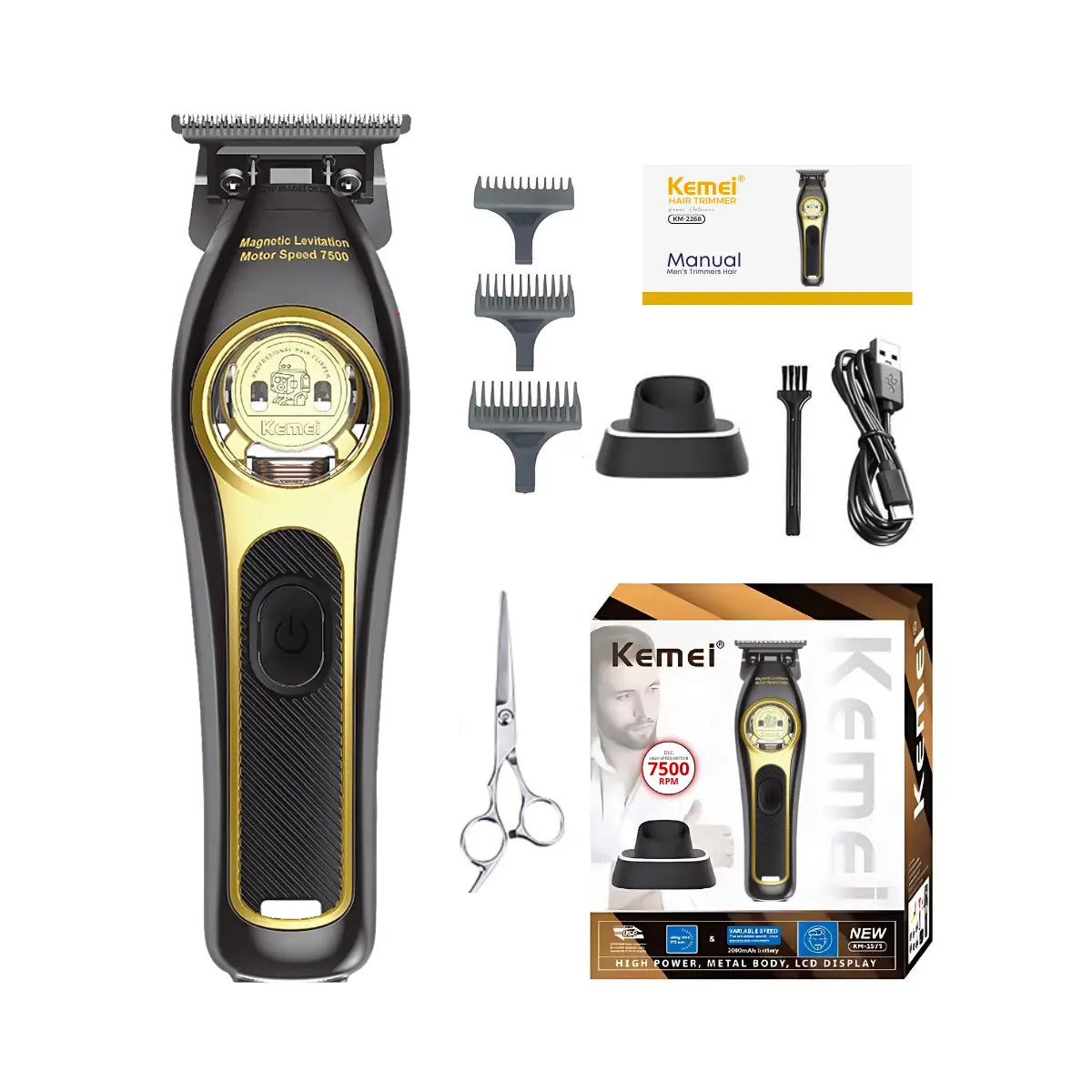 Máquina de Acabamento Levitation +7.500RPM Com Base Km-2268 | Kemei ®