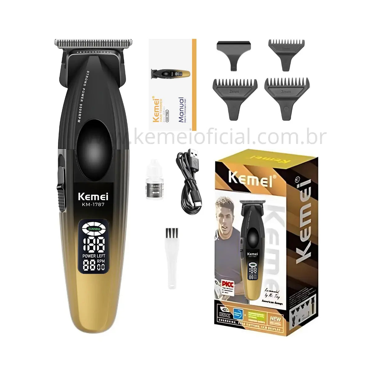 Máquina de Acabamento Profissional +9000 RPM Km-1787 | Kemei ®