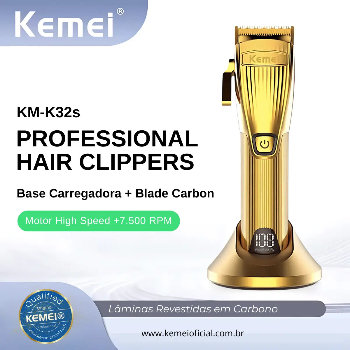 Maquina de Cortar Cabelo Profissional Km-K32s | Kemei ®