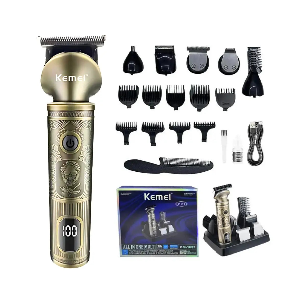 Aparador de Pelos 21 em 1 Profissional Km-1637 | Kemei ®