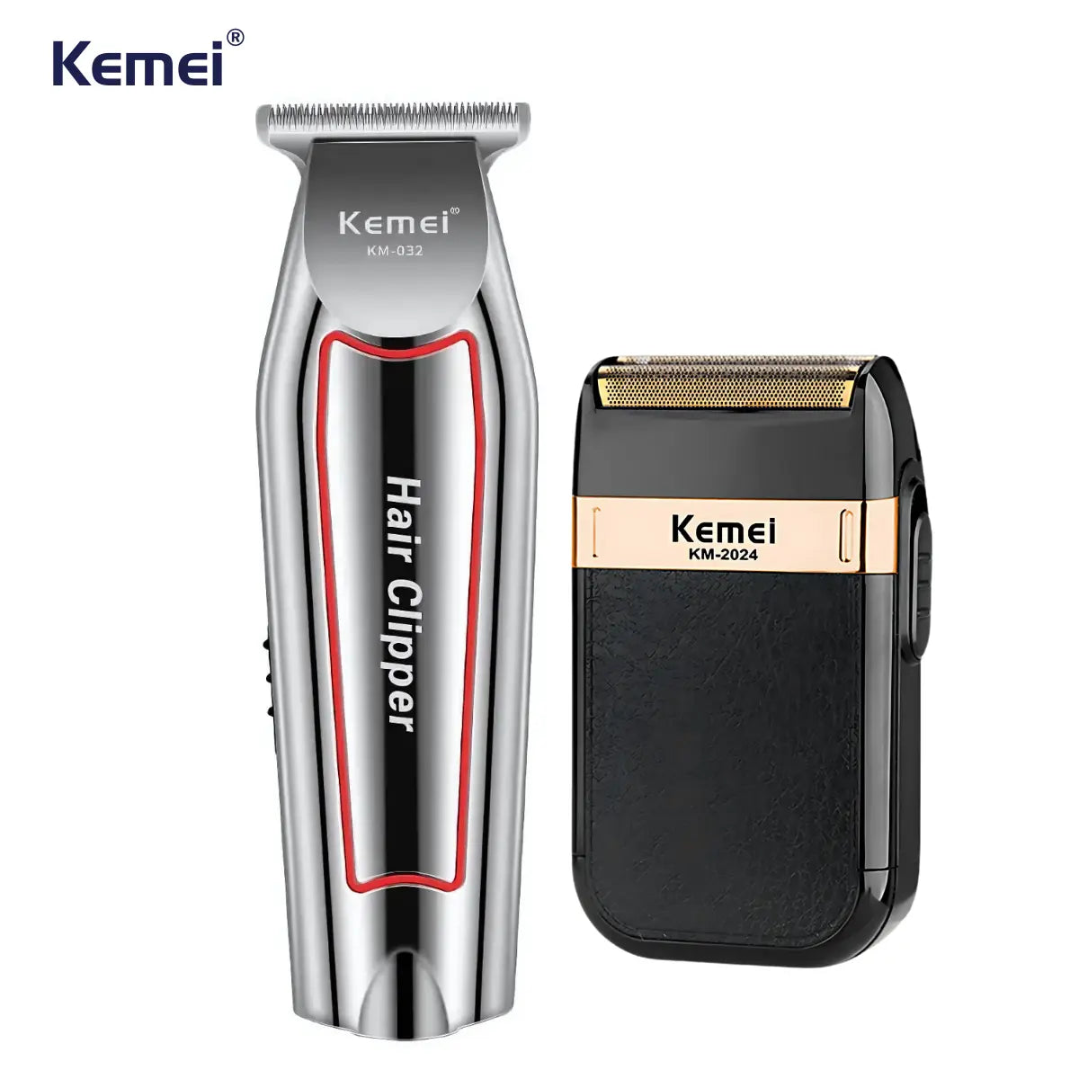 Kit Máquina de Acabamento Km-032 + Barbeador Km-2024 | Kemei ®