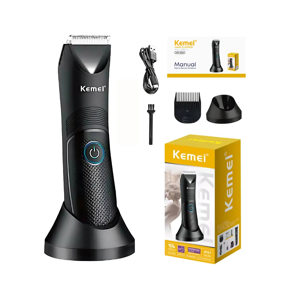 Kit Aparador À Prova D'agua Km-1838 + Barbeador Elétrico Km-2024 | Kemei ®