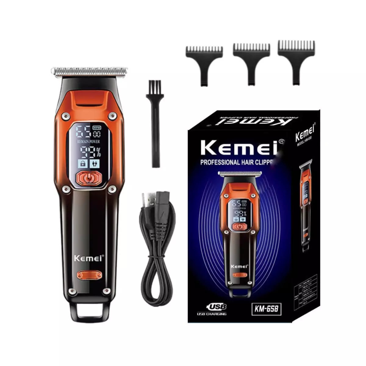 Kit Profissional Máquina de Acabamento Km-658 + Shaver Km-2024 | Kemei ®