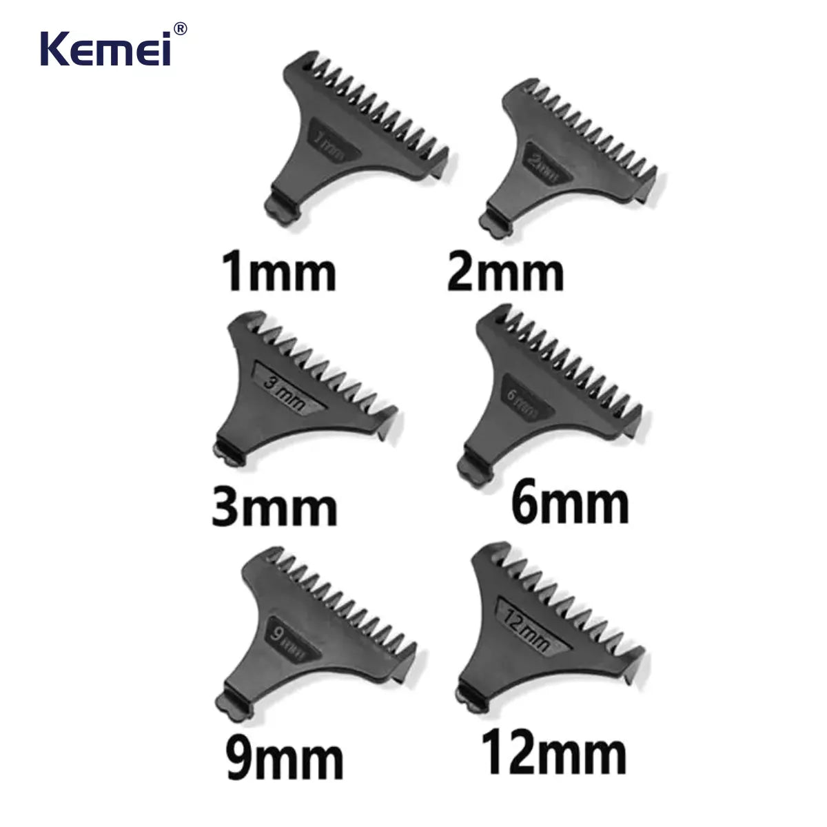 Kit com 6x Pentes 1 2 3 6 9 12mm Para Máquina Km-5026 | Kemei ®