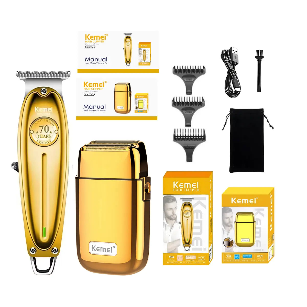 Kit Profissional Máquina de Acabamento Km-1949 + Shaver Km-TX1 | Kemei ®