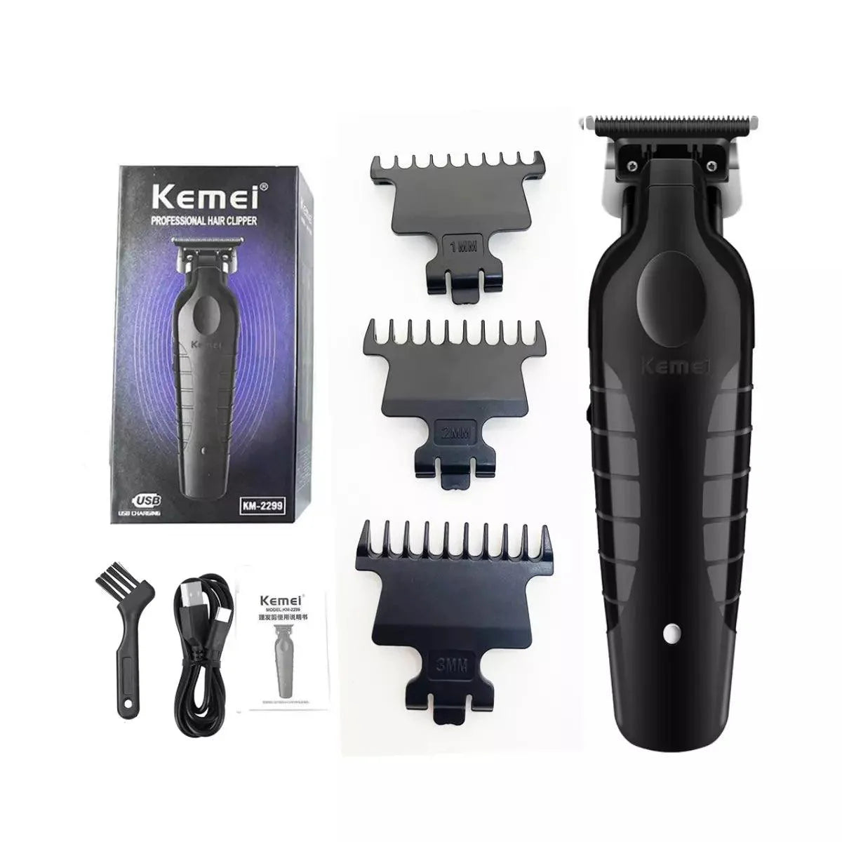 Kit Pro Máquina de Corte Km-2296 + Acabamento Km-2299 + Shaver 1102 | Kemei ®