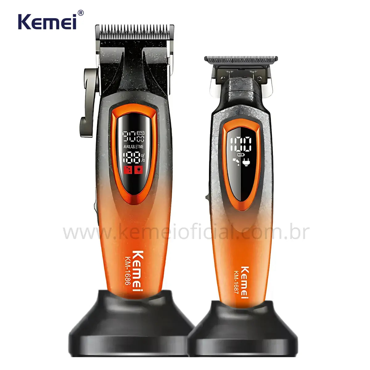 Kit Profissional Máquina de Corte + Acabamento Km-8552 | Kemei ®