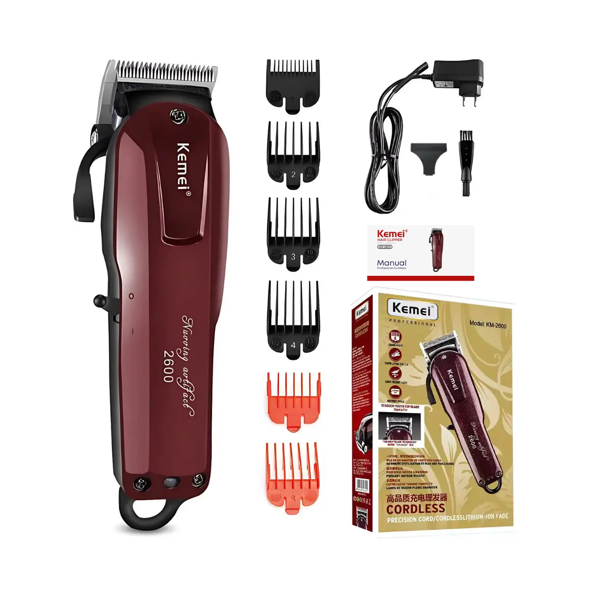 Kit Profissional Máquina de Corte Km-2600 + Acabamento Km-9163 | Kemei ®
