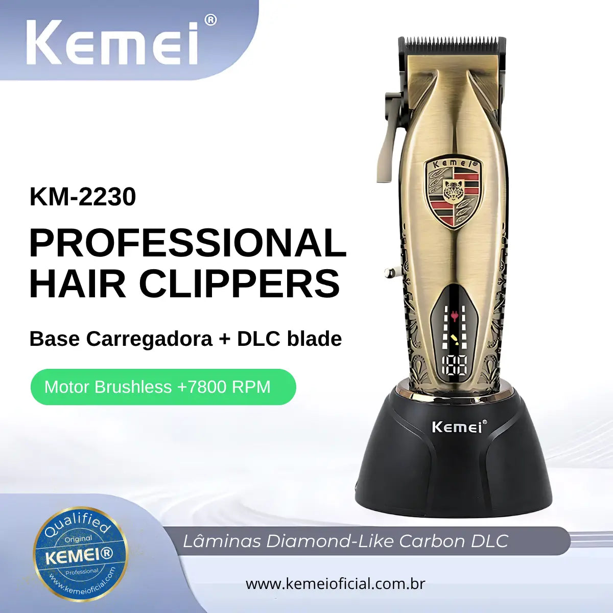 Máquina de Corte Brushless 10w com Base Carregadora Km-2230 | Kemei ®