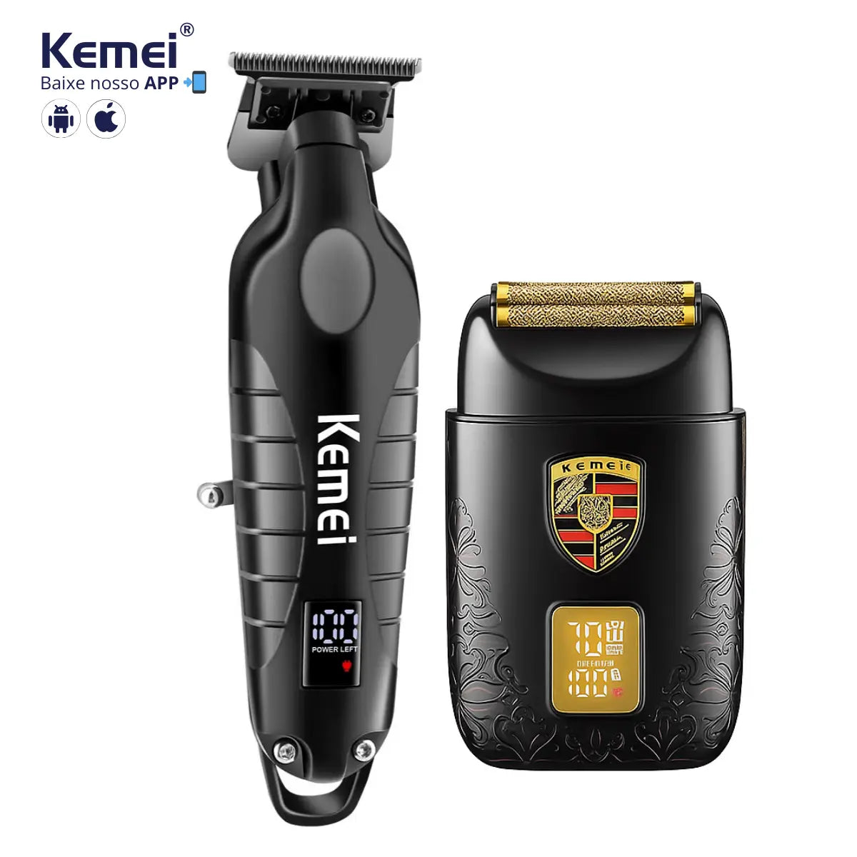 Kit Profissional Máquina de Acabamento Km-2293 + Shaver Km-T93 | Kemei ®