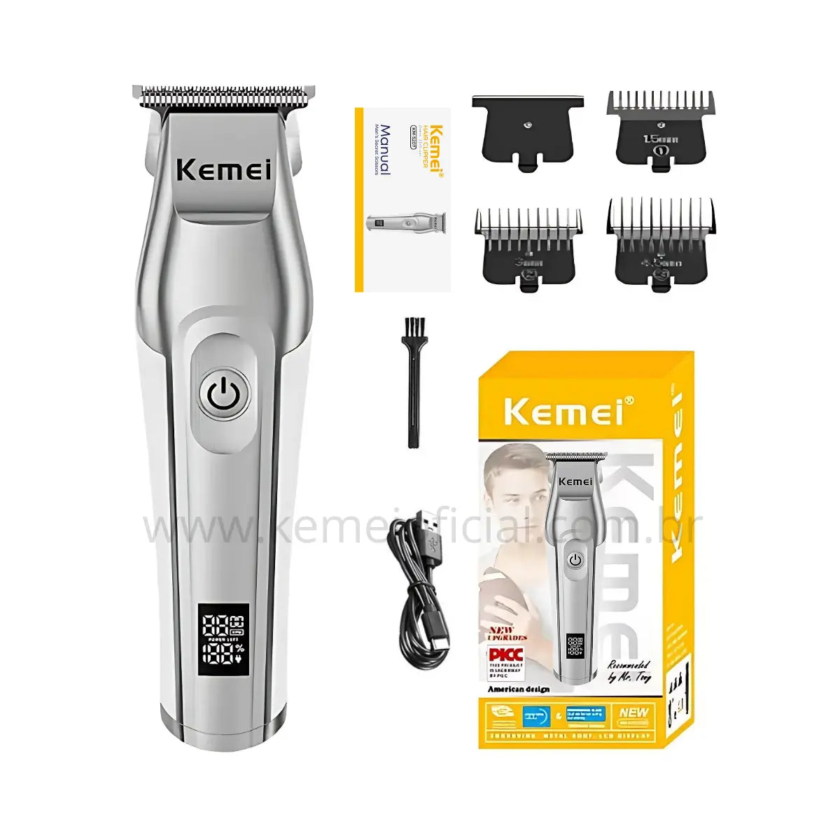 Maquina de Acabamento Profissional Com Visor Km-5207 | Kemei ®